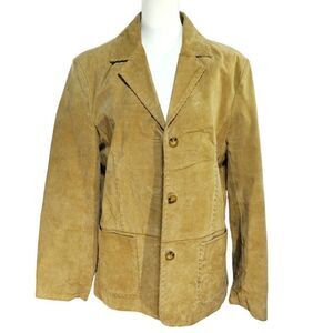 Vintage Lee Suede Leather Blazer Coat Tan Sz L Western Boho